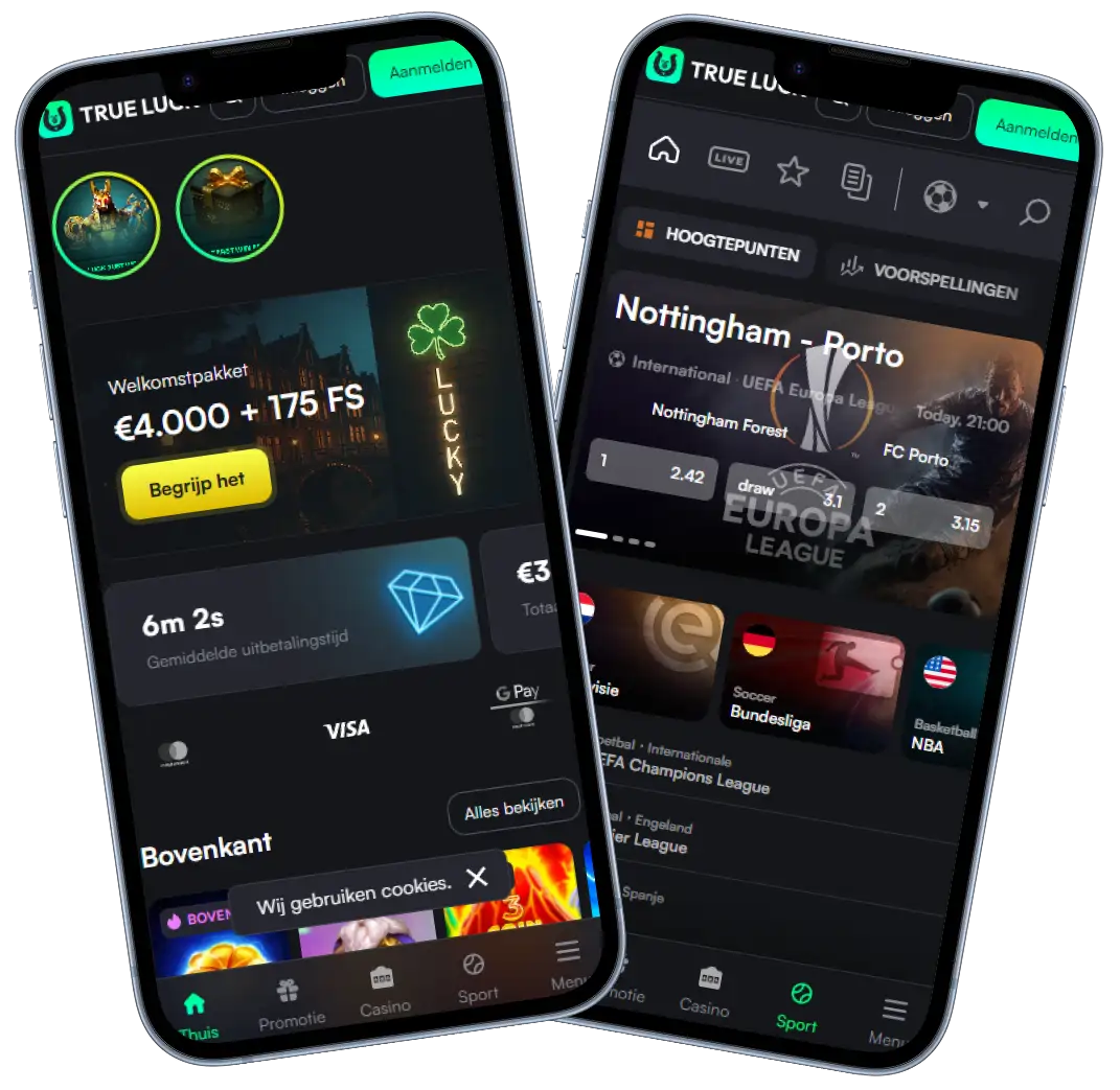 TrueLuck mobiele interface